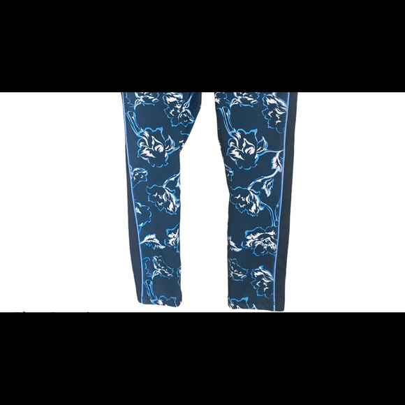 NWT JOE FRESH Floral Print Contrast Crop Leggings Blue With Elastic Waist Sz XS - Picture 3 of 8